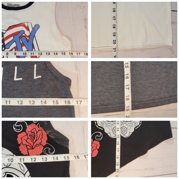 Lot of 3 Graphic Print Spring Summer Tank Tops Sugar Skull MTV O'Neal - Picture 15 of 15